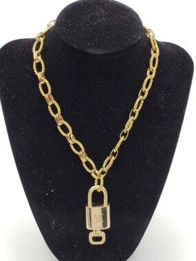 Gold-Plated Necklace with Authentic Louis Vuitton Padlock